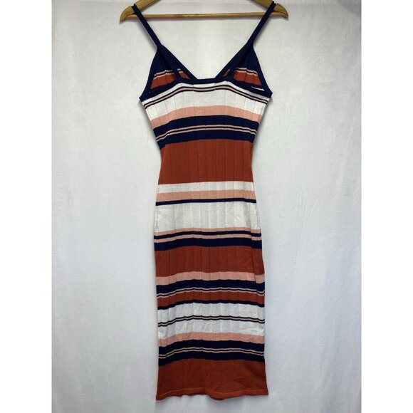 Jolie & Joy Striped Ribbed Knit Midi Body-Con Dress Women Medium Multicolor - Picture 15 of 15